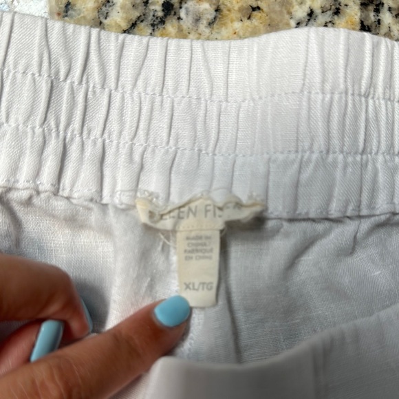 Eileen Fisher 100% Organic Linen Elastic Waist Pull On White Pants Women’s XL - Picture 6 of 16